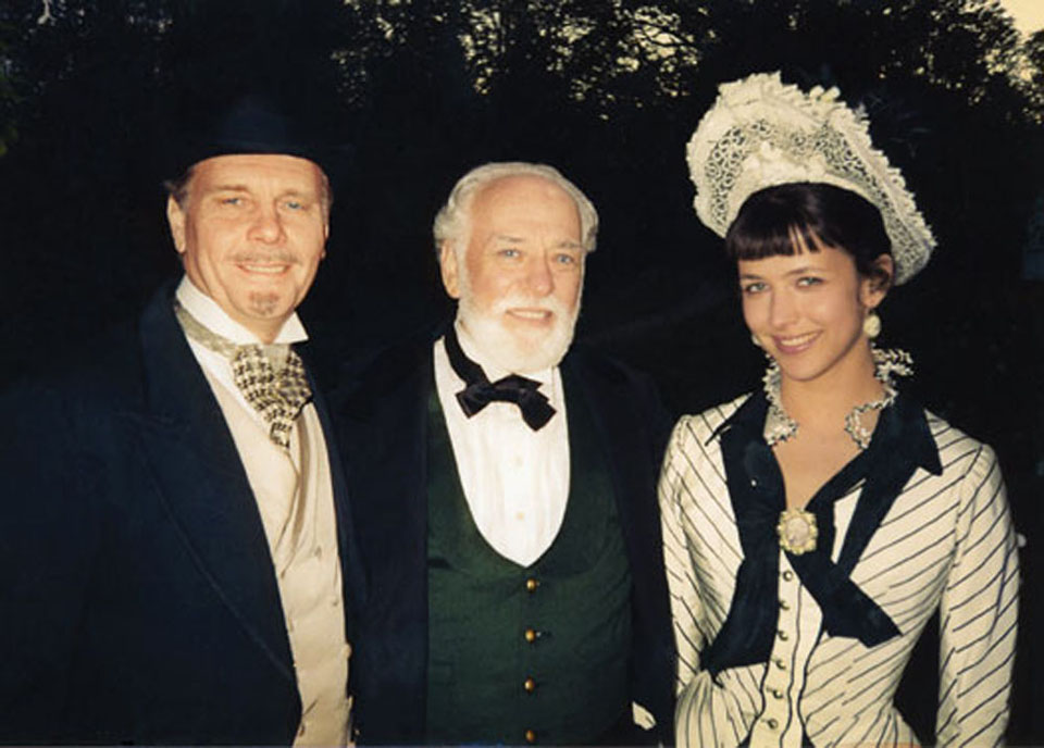 James Fox, Petr Shelokhonov and Sophie Marceau after filming "Anna Karenina", 1996
